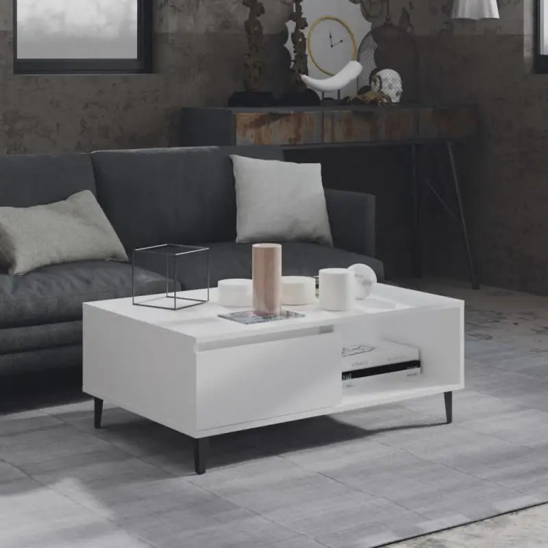 Moderne salontafel in grijs sonoma bewerkt hout met opbergshulp - Wit / 1 - Salontafels