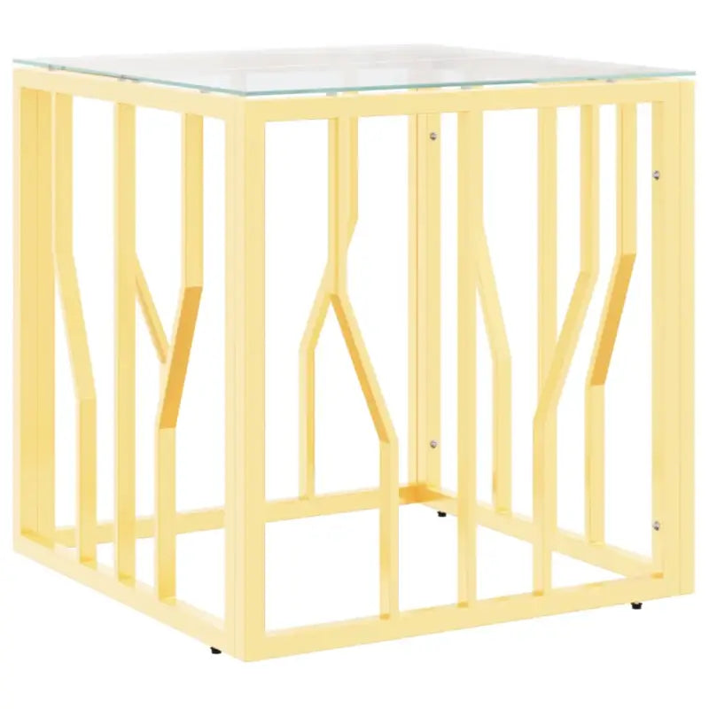 Moderne salontafel met gehard glas en roestvrij stalen frame - Salontafels