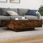 Moderne salontafel met LED-verlichting en duurzaam bewerkt hout - Gerookt eiken / 100 x 100 x 31 cm / 1 - Salontafels