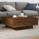 Moderne salontafel met LED-verlichting en duurzaam bewerkt hout - bruin eikenkleur / 80 x 80 x 31 cm / 1 - Salontafels