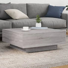 Moderne salontafel met LED-verlichting en duurzaam bewerkt hout - Grijs sonoma / 80 x 80 x 31 cm / 1 - Salontafels