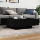 Moderne salontafel met LED-verlichting en duurzaam bewerkt hout - Zwart / 100 x 100 x 31 cm / 1 - Salontafels