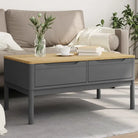 Moderne salontafel met massief grenenhout en houten poten - Grijs / 1 - Salontafels