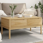 Moderne salontafel met massief grenenhout en houten poten - Wasbruin / 1 - Salontafels