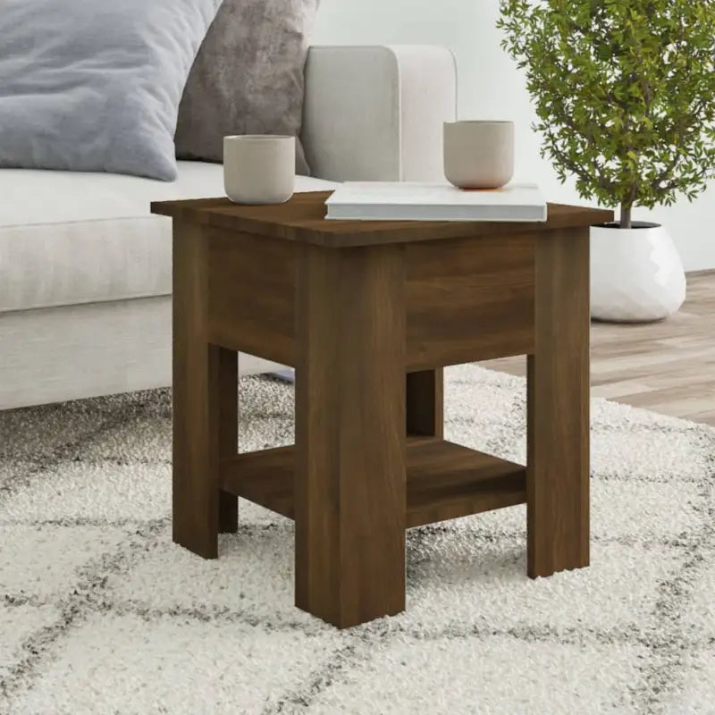 Moderne Salontafel met Opbergvak in Bewerkt Hout - bruin eikenkleur / 40 x 40 x 42 cm / 1 - Salontafels