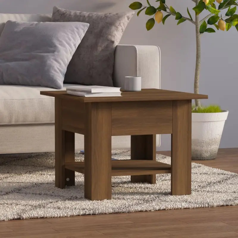 Moderne Salontafel met Opbergvak in Bewerkt Hout - bruin eikenkleur / 55 x 55 x 42 cm / 1 - Salontafels