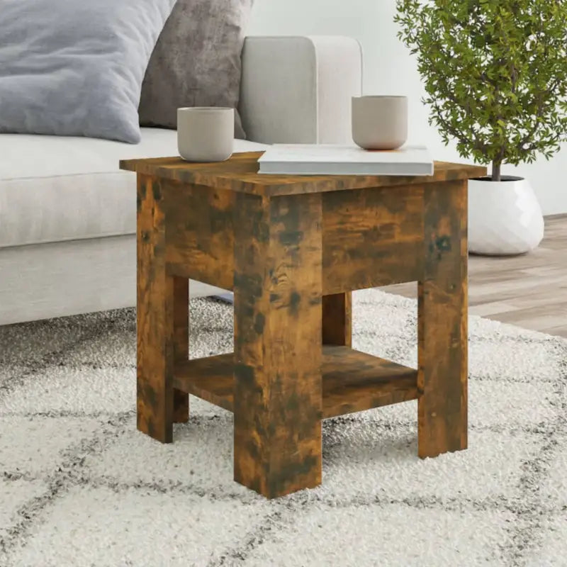 Moderne Salontafel met Opbergvak in Bewerkt Hout - Gerookt eiken / 40 x 40 x 42 cm / 1 - Salontafels