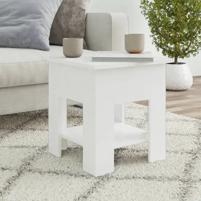 Moderne Salontafel met Opbergvak in Bewerkt Hout - Hoogglans wit / 40 x 40 x 42 cm / 1 - Salontafels
