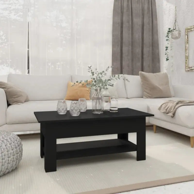 Moderne Salontafel met Opbergvak in Bewerkt Hout - Zwart / 102 x 55 x 42 cm / 1 - Salontafels