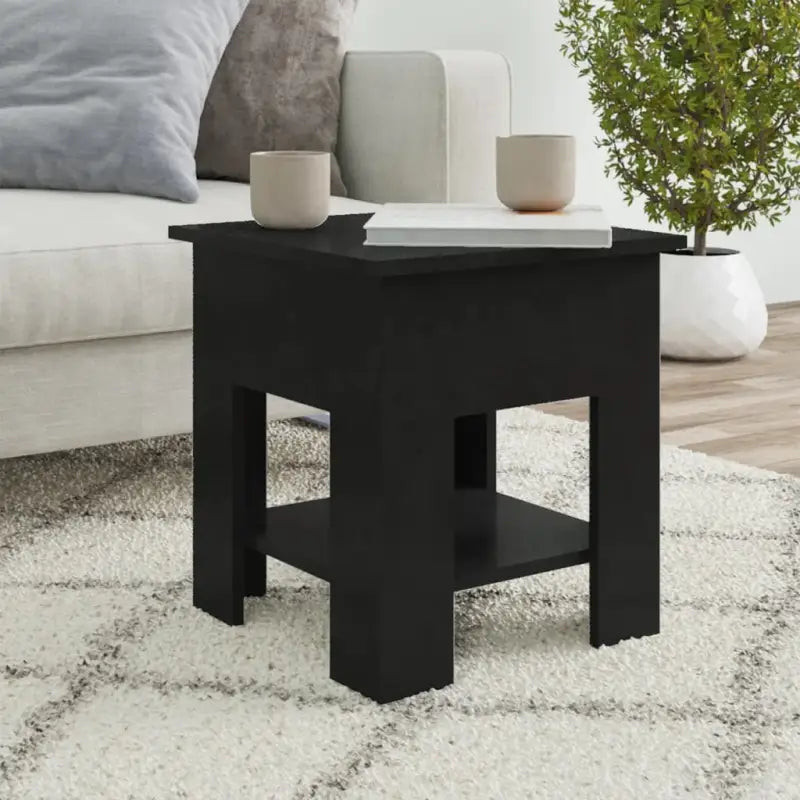 Moderne Salontafel met Opbergvak in Bewerkt Hout - Zwart / 40 x 40 x 42 cm / 1 - Salontafels