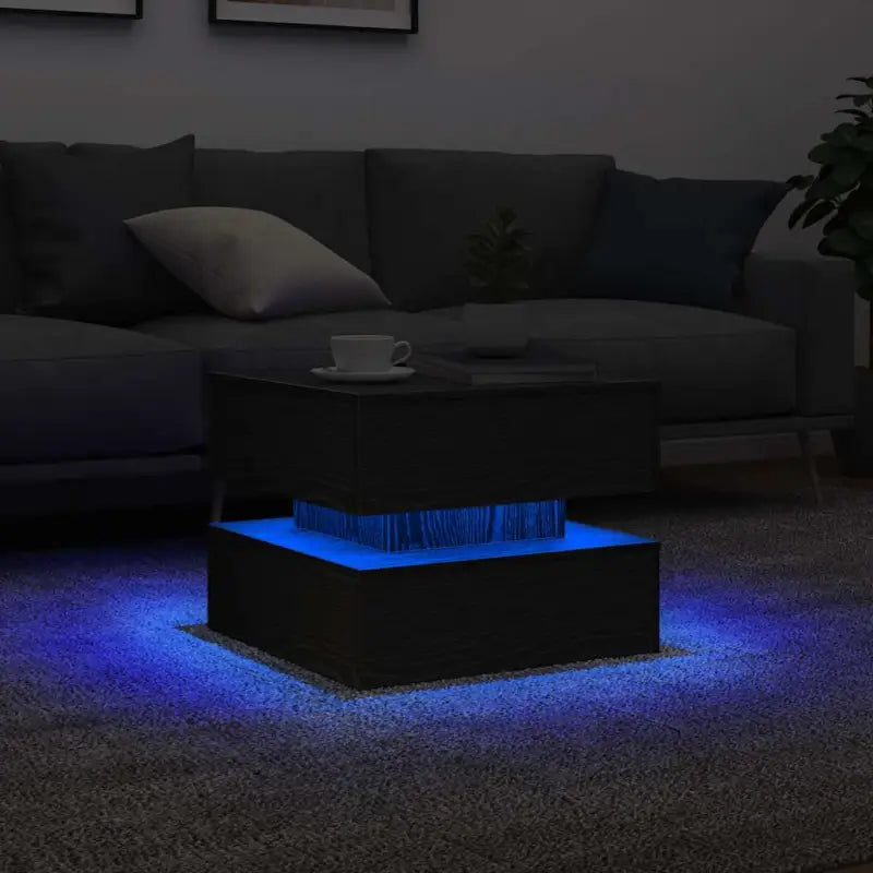 Moderne salontafel met RGB LED-verlichting en duurzaam bewerkt hout - Zwart eiken / 1 / 50 cm - Salontafels