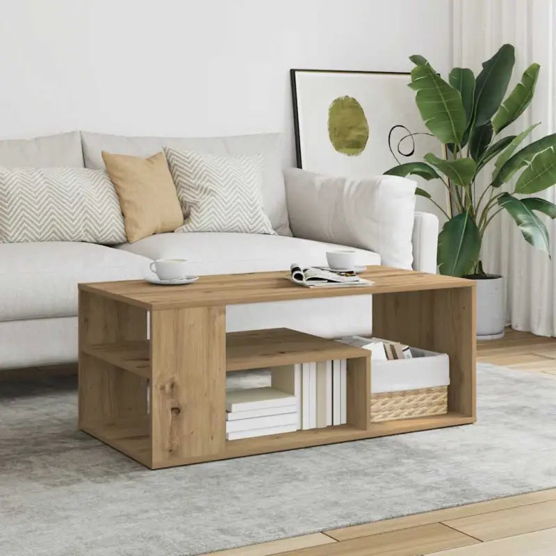 Moderne salontafel van bewerkt hout met opbergruimte - artisanaal eikenkleurig / 1 - Salontafels