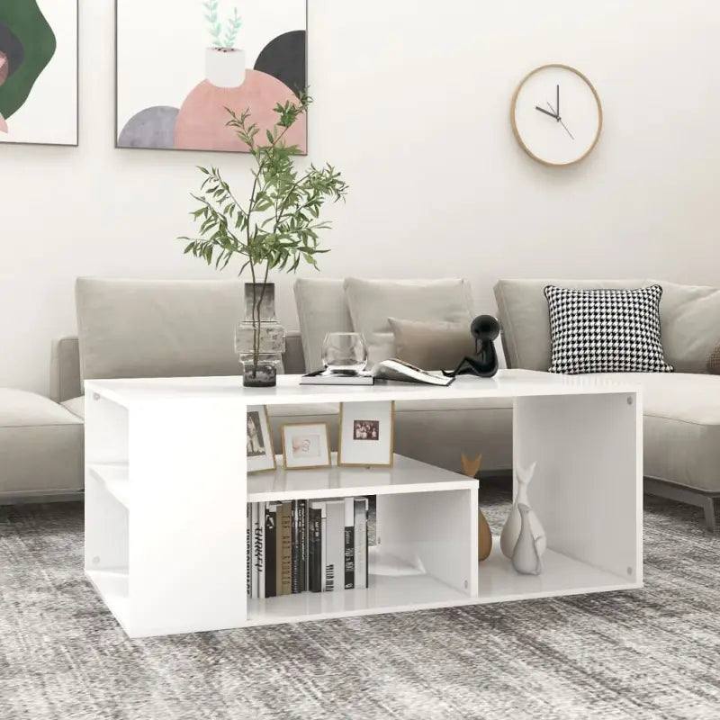 Moderne salontafel van bewerkt hout met opbergruimte - Salontafels
