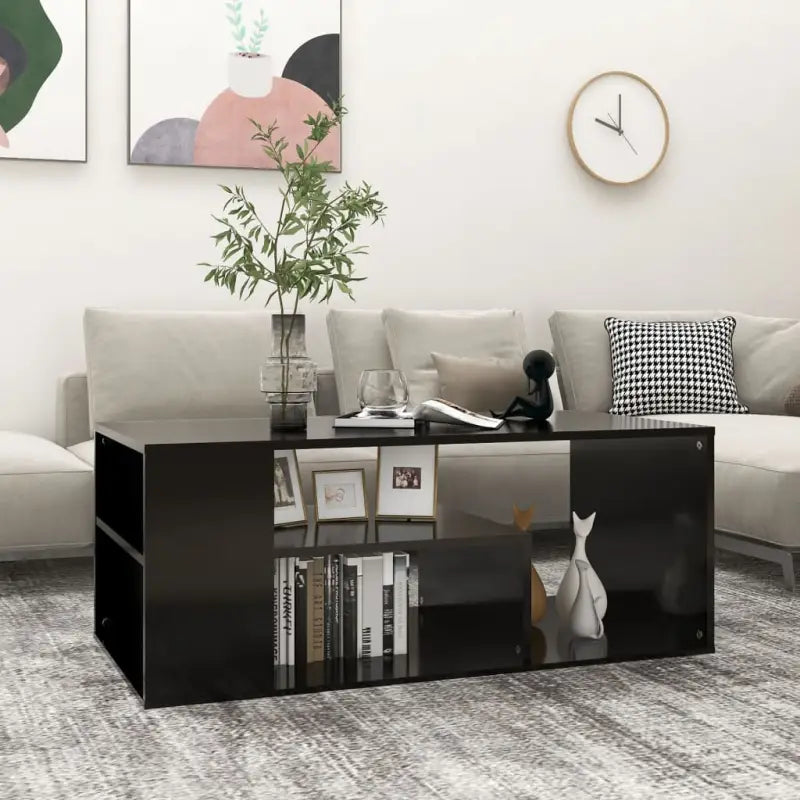 Moderne salontafel van bewerkt hout met opbergruimte - Zwart / 1 - Salontafels