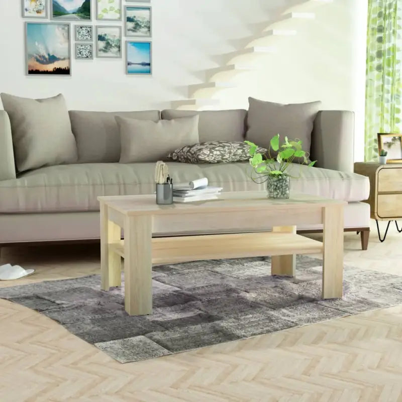 Moderne salontafel van bewerkt hout met PVC-randen - Salontafels