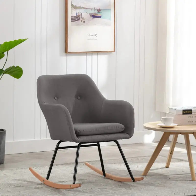 Moderne schommelstoel met zacht stof en stabiel metalen frame - Lichtgrijs / 1 - Schommelstoelen