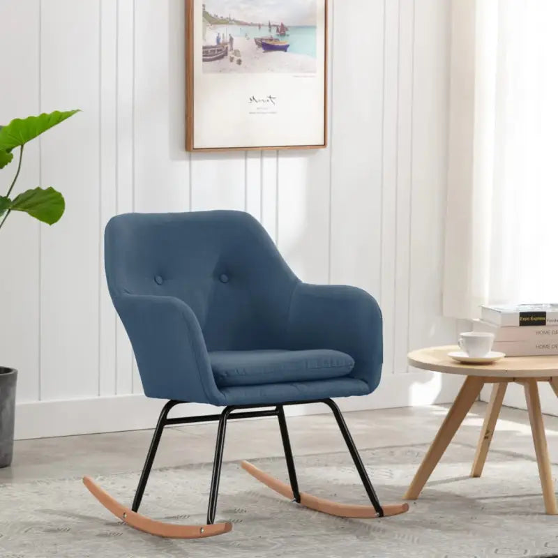 Moderne schommelstoel met zacht stof en stabiel metalen frame - Blauw / 1 - Schommelstoelen