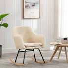 Moderne schommelstoel met zacht stof en stabiel metalen frame - Crème / 1 - Schommelstoelen