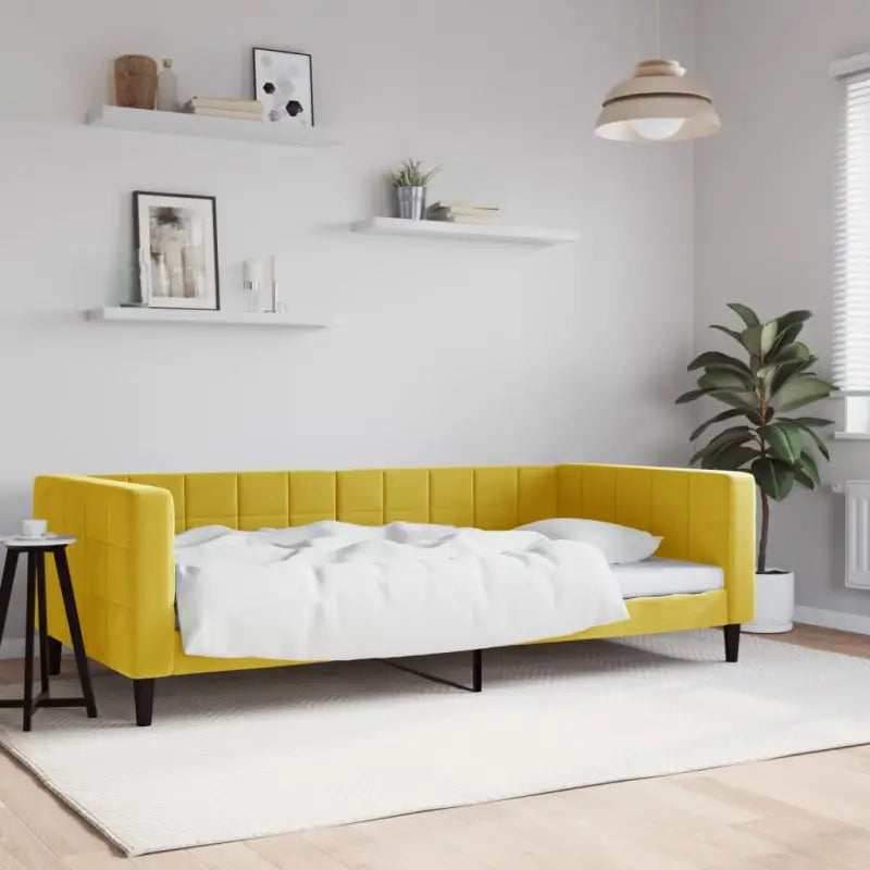 Moderne slaapbank met onderschuifbed voor praktische woon- en slaapkamer - Geel / 100 x 200 cm / zonder matras - Bedden