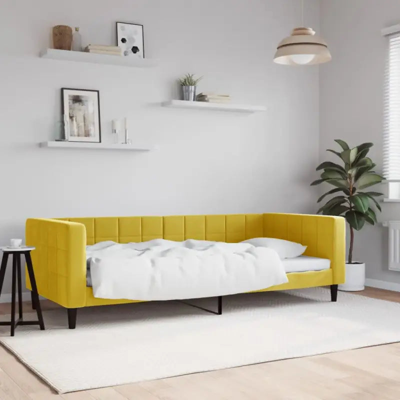Moderne slaapbank met onderschuifbed voor praktische woon- en slaapkamer - Geel / 90 x 200 cm / zonder matras - Bedden