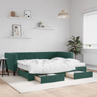 Moderne slaapbank met onderschuifbed voor praktische woon- en slaapkamer - Donkergroen / 90 x 200 cm