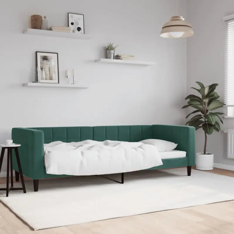 Moderne slaapbank met onderschuifbed voor praktische woon- en slaapkamer - Donkergroen / 80 x 200 cm / zonder matras
