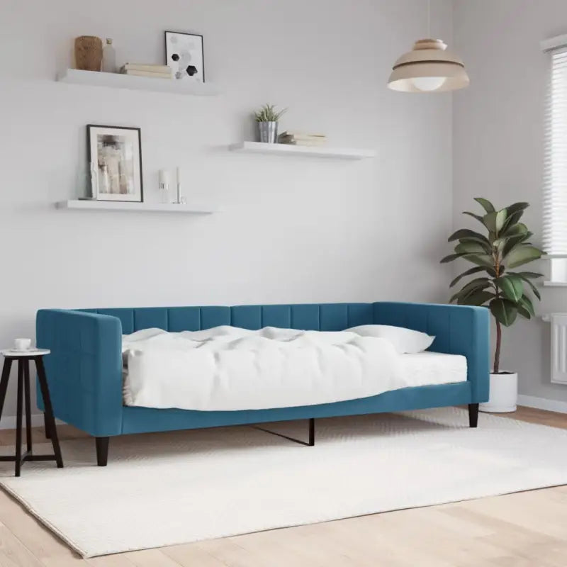 Moderne slaapbank met onderschuifbed voor praktische woon- en slaapkamer - Blauw / 90 x 200 cm / met matras - Bedden &