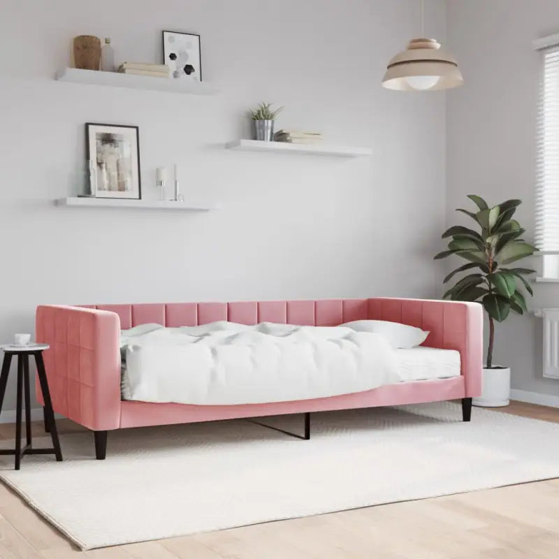 Moderne slaapbank met onderschuifbed voor praktische woon- en slaapkamer - Roze / 90 x 200 cm / met matras - Bedden &
