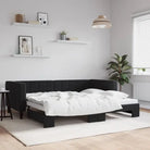 Moderne slaapbank met onderschuifbed voor praktische woon- en slaapkamer - Zwart / 90 x 190 cm / met onderschuifbed