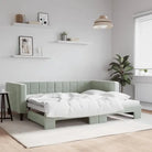 Moderne slaapbank met onderschuifbed voor praktische woon- en slaapkamer - Lichtgrijs / 90 x 200 cm