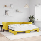 Moderne slaapbank met onderschuifbed voor praktische woon- en slaapkamer - Geel / 100 x 200 cm / met onderschuifbed
