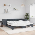 Moderne slaapbank met onderschuifbed voor praktische woon- en slaapkamer - Donkergrijs / 100 x 200 cm