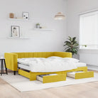 Moderne slaapbank met onderschuifbed voor praktische woon- en slaapkamer - Geel / 100 x 200 cm / met onderschuifbed