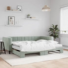 Moderne slaapbank met onderschuifbed voor praktische woon- en slaapkamer - Lichtgrijs / 90 x 190 cm