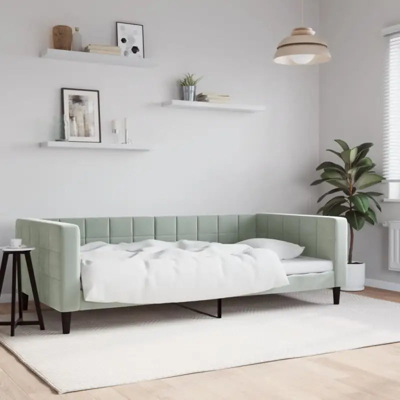 Moderne slaapbank met onderschuifbed voor praktische woon- en slaapkamer - Lichtgrijs / 100 x 200 cm / zonder matras