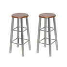 Moderne stalen barkrukken set van 2 voor eetkamer en bar - Zilverkleurig en bruin / 2 - Barkrukken