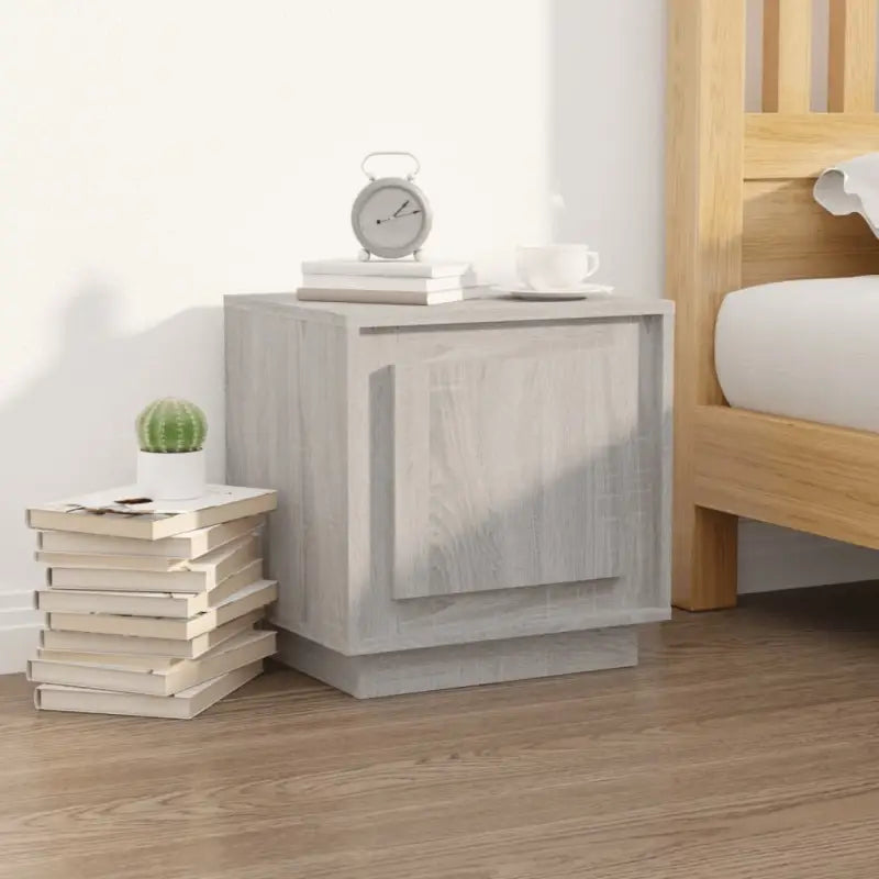Moderne stijl nachtkastje van bewerkt hout voor een eigentijds interieur - Grijs sonoma / 1 - Nachtkastjes