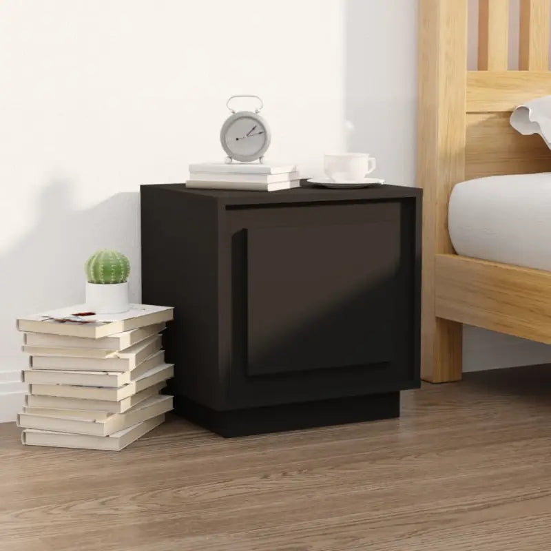 Moderne stijl nachtkastje van bewerkt hout voor een eigentijds interieur - Zwart / 1 - Nachtkastjes