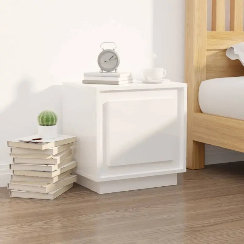 Moderne stijl nachtkastje van bewerkt hout voor een eigentijds interieur - Hoogglans wit / 1 - Nachtkastjes