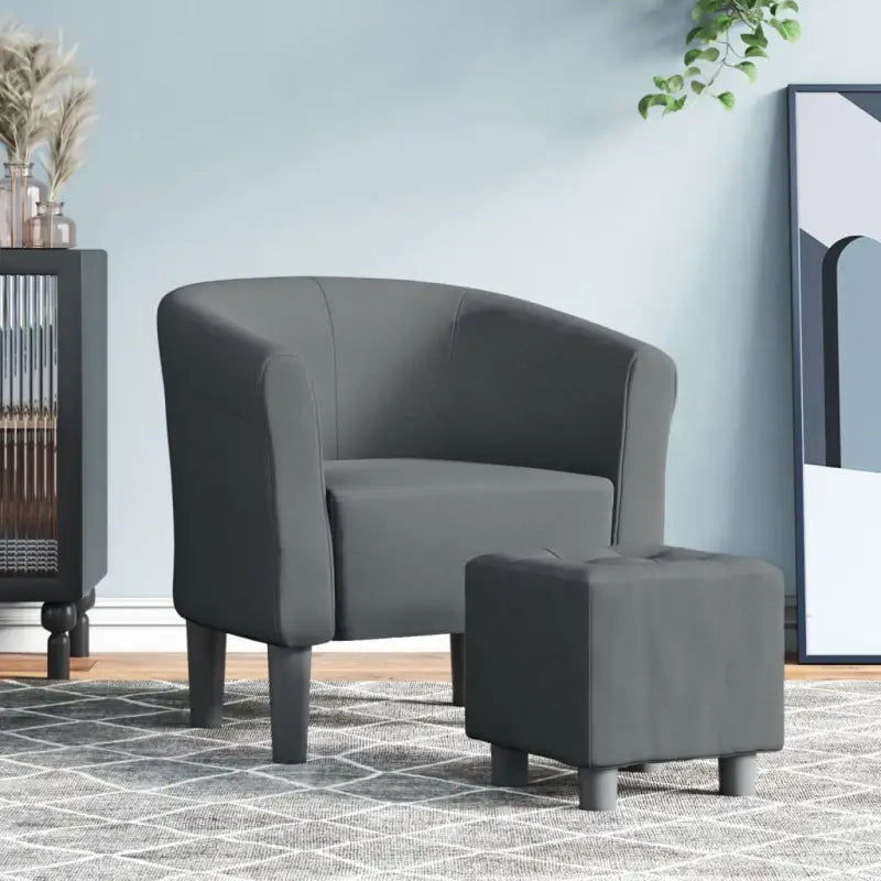 Moderne stof kuipstoel voor woonkamer slaapkamer of kantoor - Donkergrijs / 1 / Met voetenbank - Fauteuils &