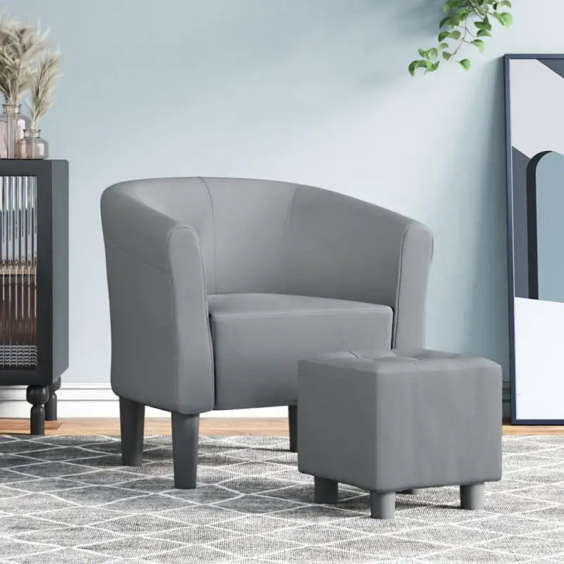 Moderne stof kuipstoel voor woonkamer slaapkamer of kantoor - Lichtgrijs / 1 / Met voetenbank - Fauteuils &