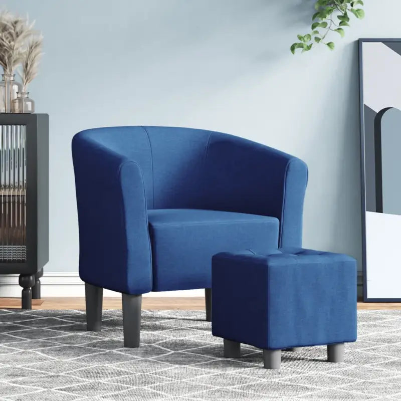 Moderne stof kuipstoel voor woonkamer slaapkamer of kantoor - Blauw / 1 / Met voetenbank - Fauteuils & Relaxfauteuils