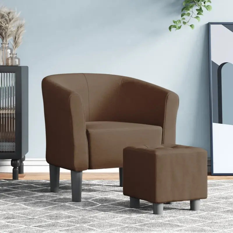 Moderne stof kuipstoel voor woonkamer slaapkamer of kantoor - Bruin / 1 / Met voetenbank - Fauteuils & Relaxfauteuils