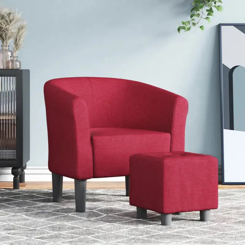 Moderne stof kuipstoel voor woonkamer slaapkamer of kantoor - Wijnrood / 1 / Met voetenbank - Fauteuils & Relaxfauteuils