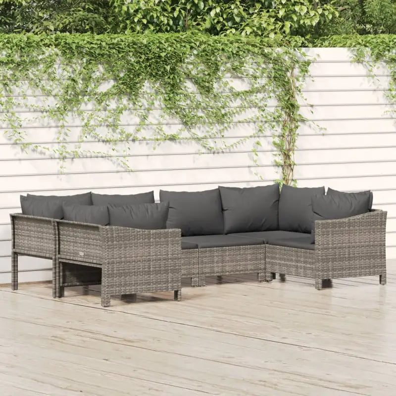 Moderne tuin loungeset met poly rattan en armleuning links - 2x corner + 2x middle + 2x armchair - Tuinsets