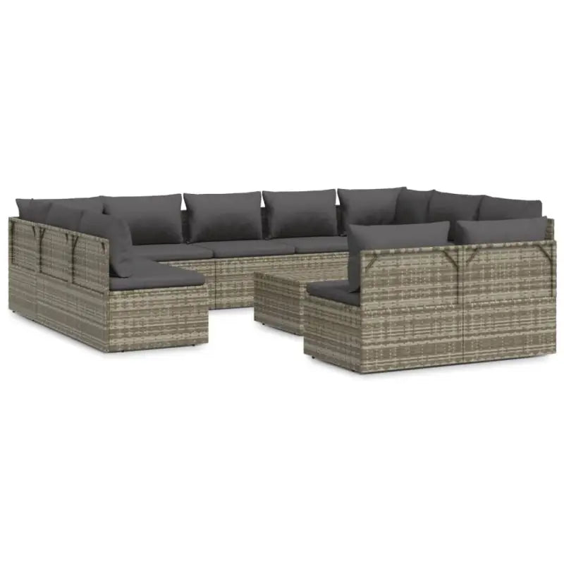 Moderne tuin loungeset met poly rattan en waterdichte zak - 2x hoek + 9x midden + Tafel - Tuinsets