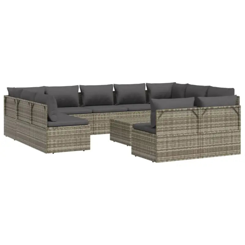 Moderne tuin loungeset met poly rattan en waterdichte zak - 2x hoek + 9x midden + Tafel - Tuinsets
