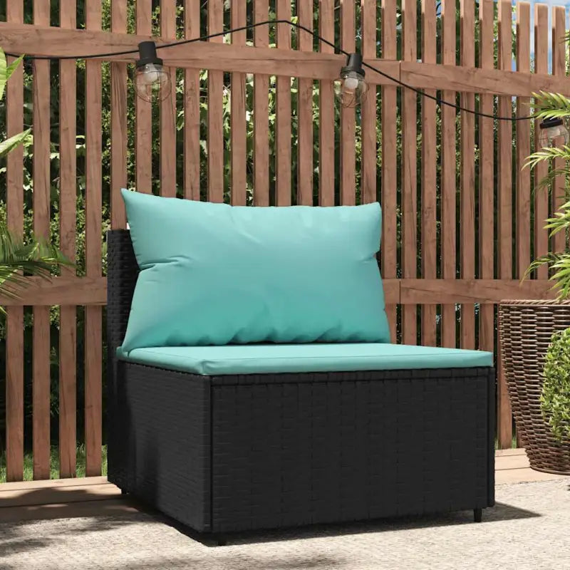 Moderne tuinbank van poly rattan voor dineren en ontspannen - Zwart en blauw / 1 / Middenbank - Loungebanken