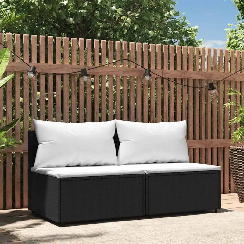 Moderne tuinbank van poly rattan voor dineren en ontspannen - Zwart en wit / 1 / 2x midden - Loungebanken