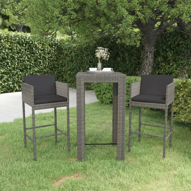 Moderne tuinbarset van weerbestendig PE-rattan voor gezellige momenten - Grijs - Tuinsets